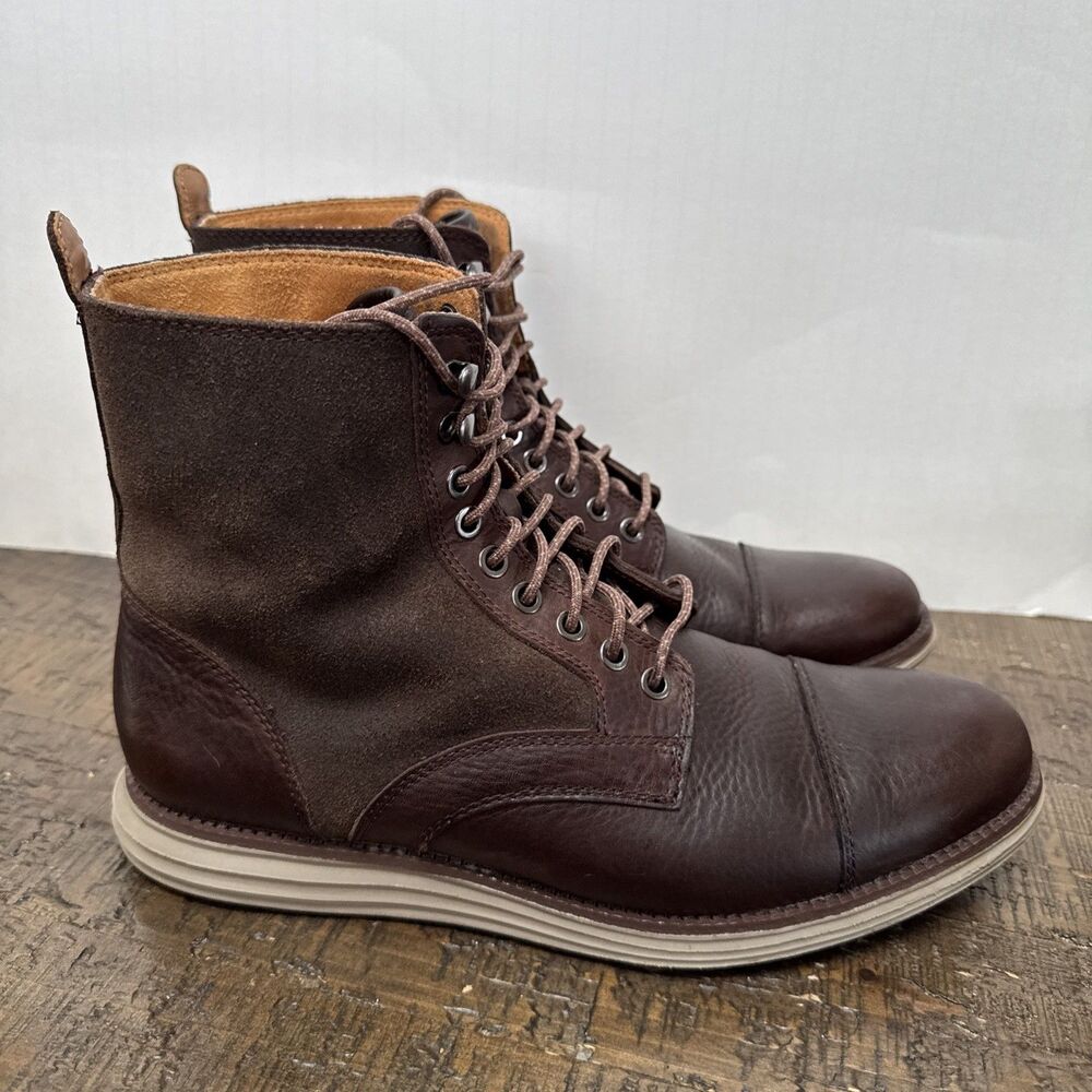 Cole Haan Mens Original Grand Boot Size 10 M Brown Leather Waterproof Lace Up